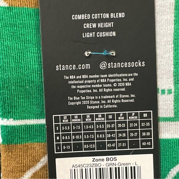 Stance Zone Boston Celtics socks LG (US Men's Shoe 9-13, Women's Shoe 11-14) new - Picture 4 of 5